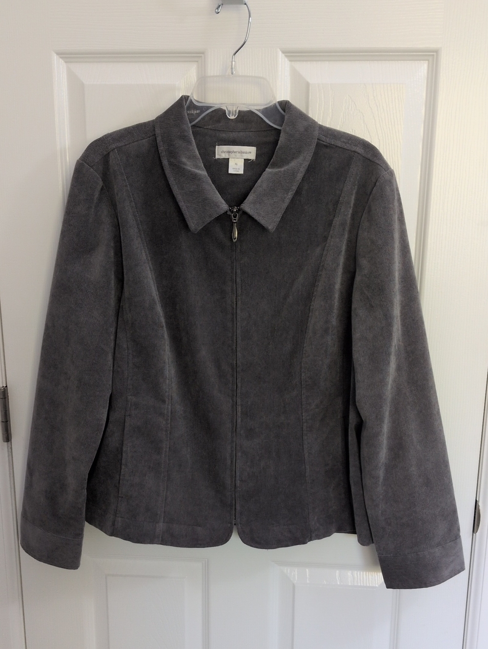 Christopher & Banks Gray Corduroy Full Zip Jacket - XL